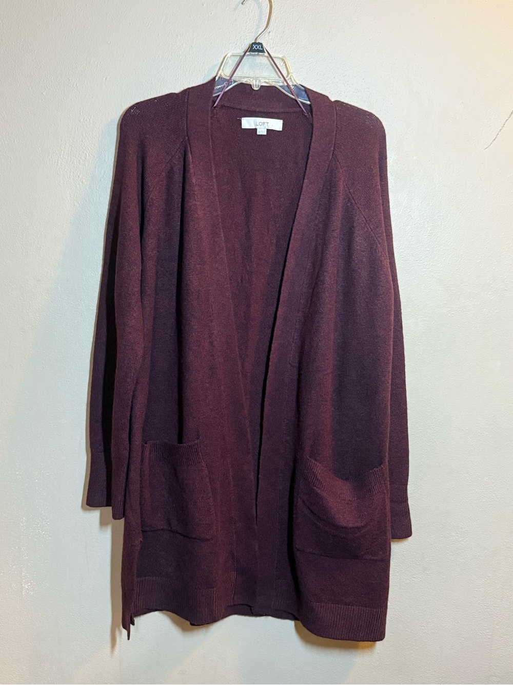 LOFT Open-Front Cardigan Sweater - Burgundy Sz XL
